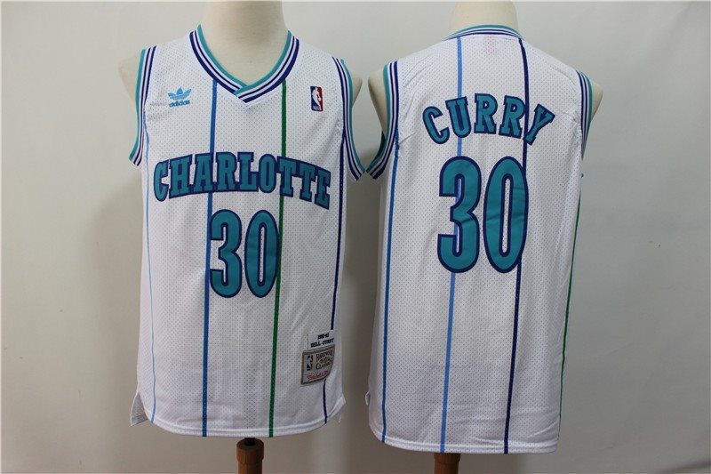 NBA Hornets 30 Dell Curry White 1992-93 Hardwood Classics Men Jersey