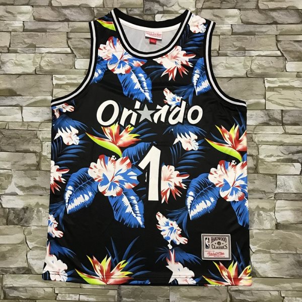 NBA Orlando Magic 1 Penny Hardaway Floral Men Jersey