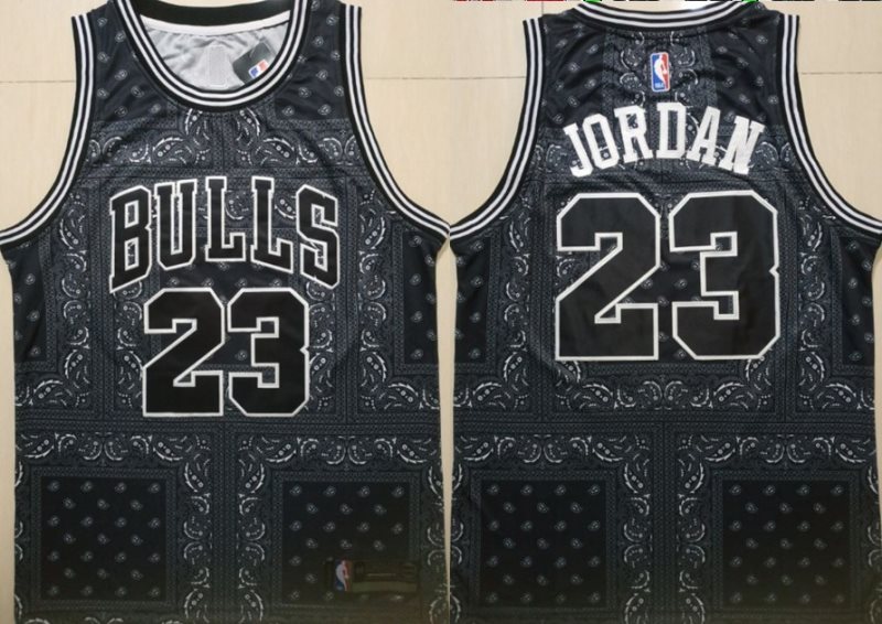 NBA Bulls 23 Michael Jordan Black Fashion Swingman Men Jersey