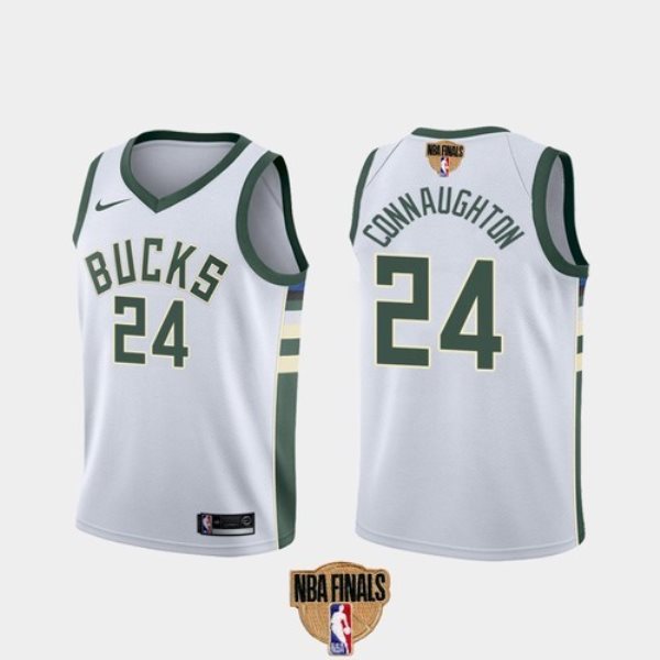 NBA Bucks 24 Pat Connaughton 2021 Finals White Nike Men Jersey
