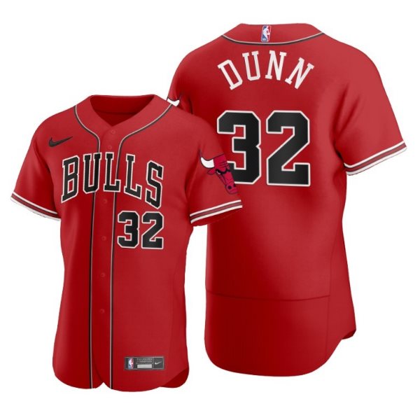 Nike Bulls 32 Kris Dunn Red 2020 NBA X MLB Crossover Edition Men Jersey