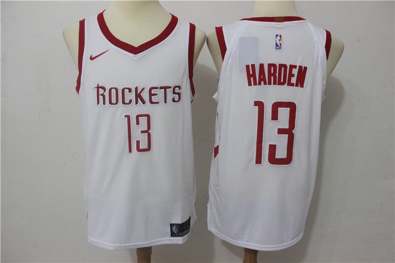 NBA Rockets 13 James Harden White Nike Men Jersey