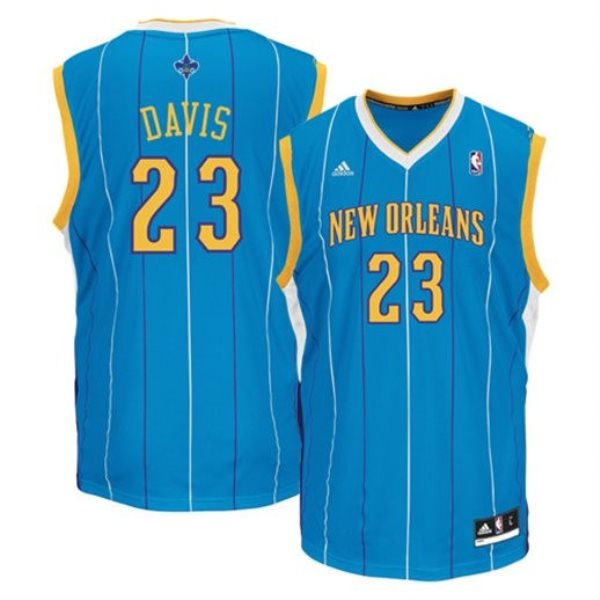NBA Hornets 23 Anthony Davis Creole Blue Revolution 30 Men Jersey