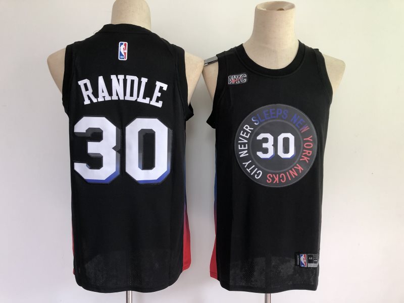 NBA Knicks 30 Julius Randle Black 2020-21 City Edition Nike Men Jersey