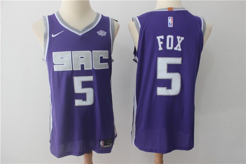 NBA Kings 5 De'Aaron Fox Purple Nike Authentic Men Jersey