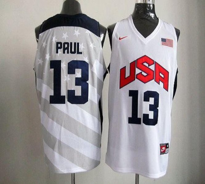 2012 Olympics Team USA No.13 Chris Paul White Men's Basketball Jersey