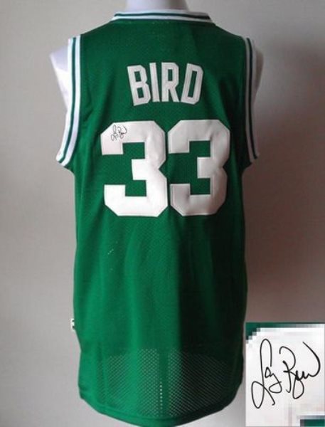 NBA Celtics 33 Larry Bird Green Revolution 30 Autographed Men Jersey