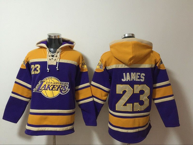 NBA Lakers 23 James Purple Hoodie Men Sweatshirt