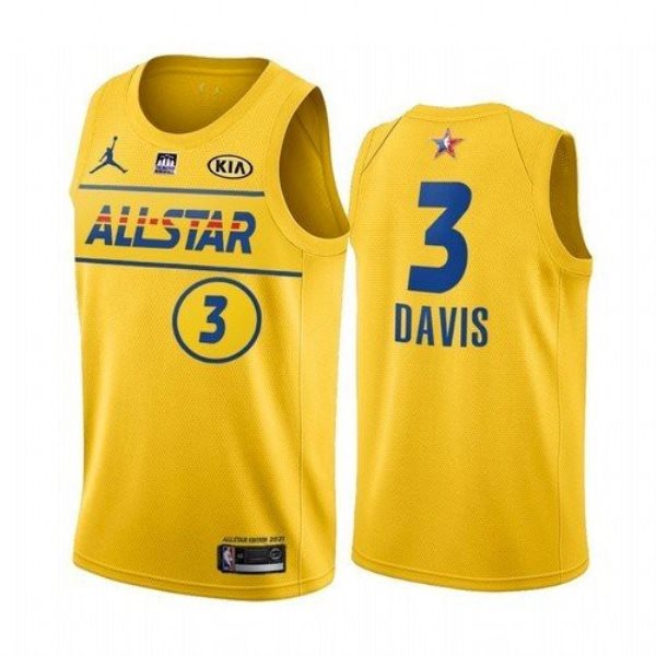 NBA Lakers 3 Anthony Davis Yellow Western Conference 2021 All-Star Men Jersey