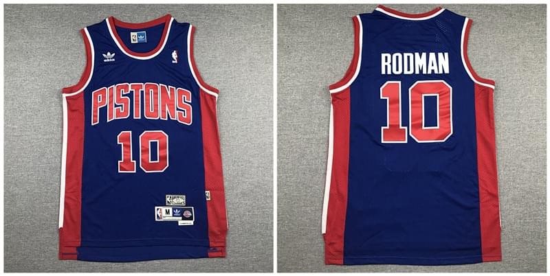 NBA Pistons 10 Dennis Rodman Navy Hardwood Classics Men Jersey