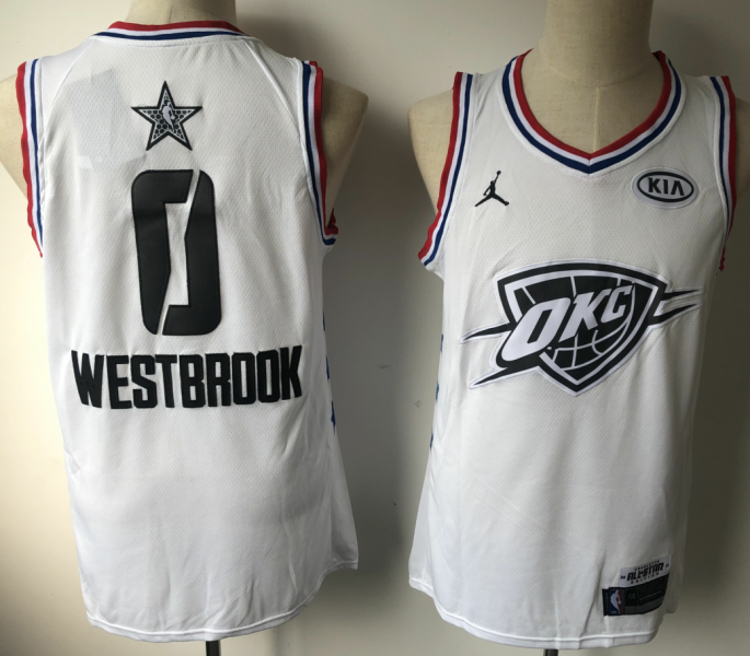 NBA Thunder 0 Russell Westbrook White 2019 All-Star Game Men Jersey