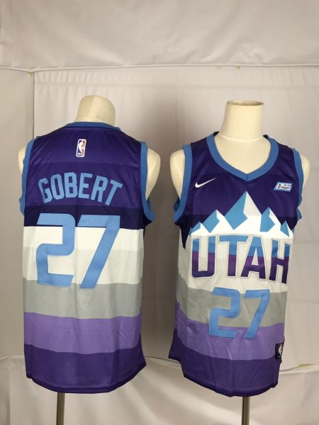 NBA Jazz 27 Rudy Gobert Purple City Edition Nike Men Jersey