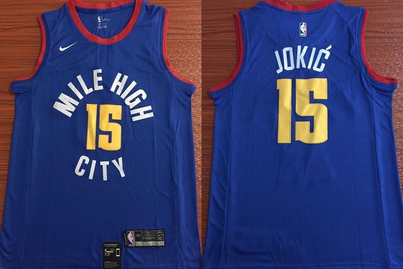 NBA Nuggets 15 Nikola Jokic Royal Nike Men Jersey
