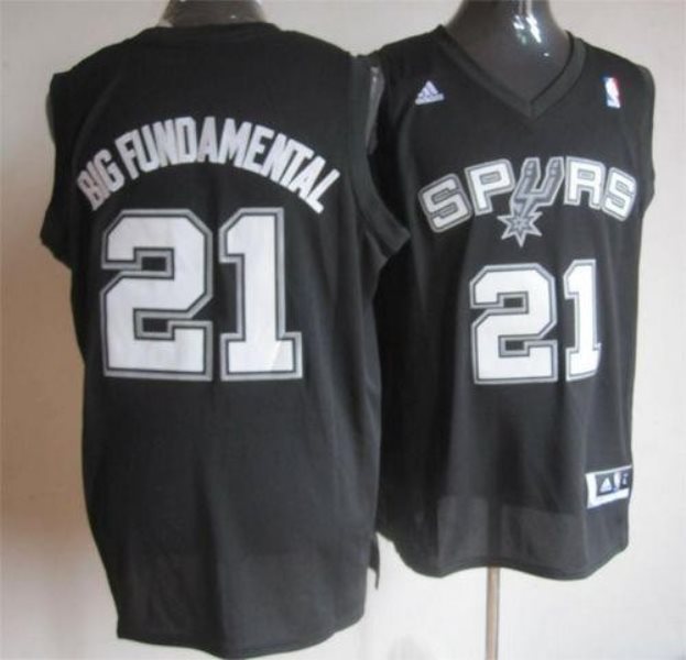 NBA Spurs 21 Tim Duncan Black Big Fundamental Men Jersey