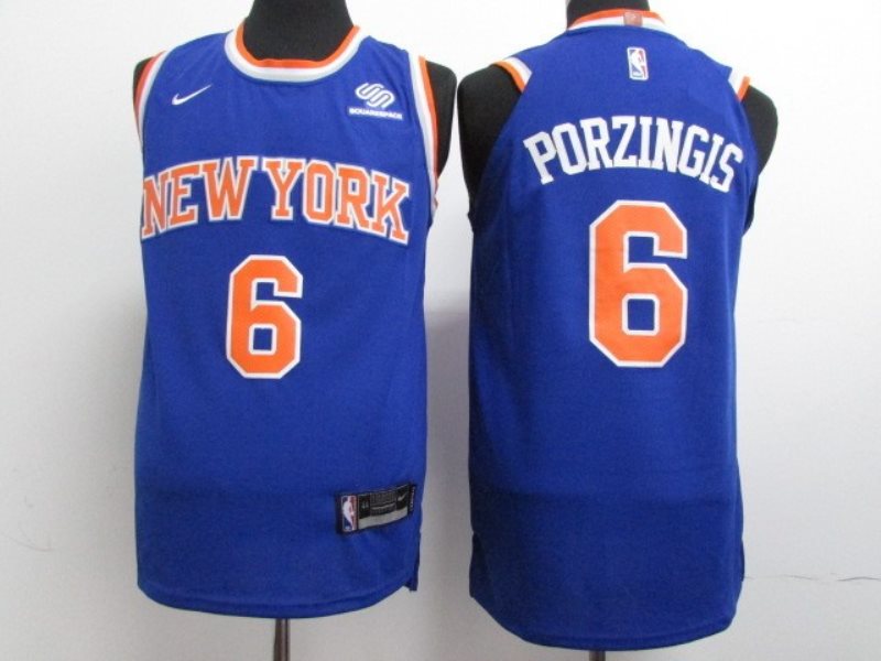 NBA Knicks 6 Kristaps Porzingis Blue Nike Men Jersey
