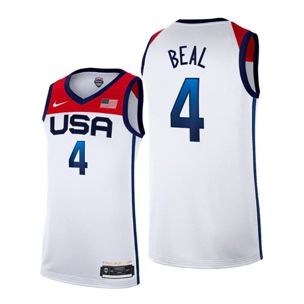 USA Basketball 4 Bradley Beal 2021 Tokyo Olympics White Home Men Jersey
