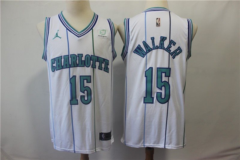 NBA Hornets 15 Kemba Walker White Hardwood Classics Nike Men Jersey