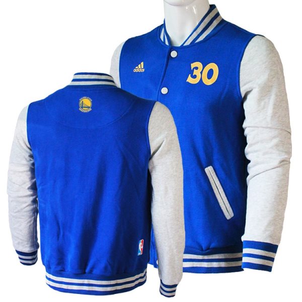 NBA Golden State Warriors 30 Stephen Curry Blue Adidas Wool Jacket