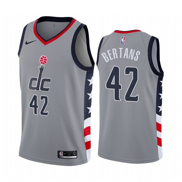 NBA Wizards 42 Davis Bertans Gray 2020-21 City Edition Nike Men Jersey