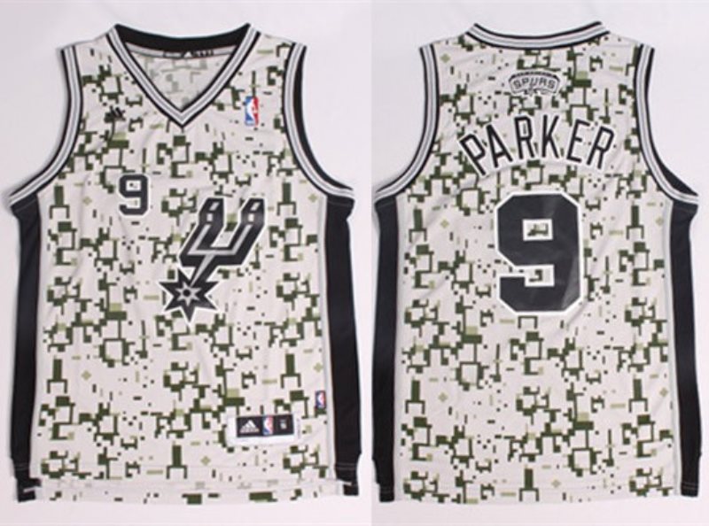 NBA Spurs 9 Tony Parker Camo Men Jersey