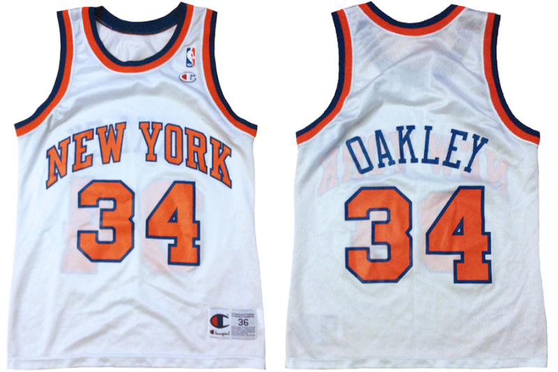 NBA Knicks 34 Charles Oakley White Men Jersey