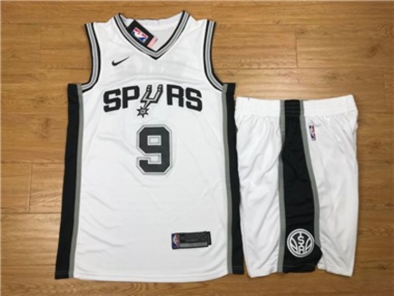 NBA Spurs 9 Tony Parker White Nike Swingman Men Jersey With Shorts