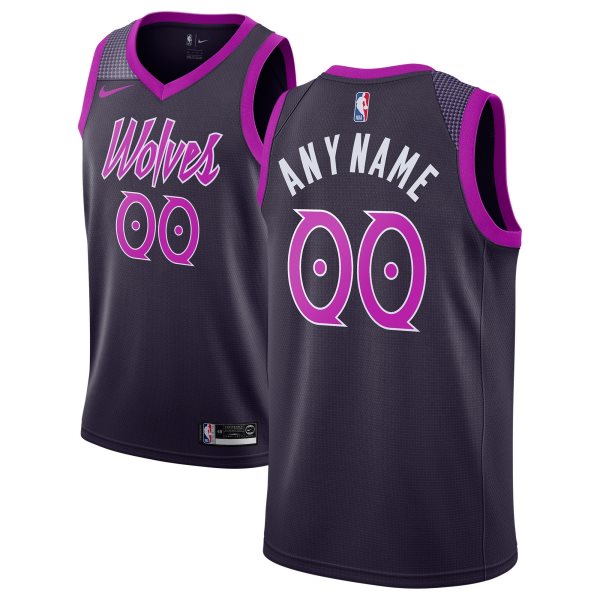NBA Timberwolves Purple City Edition Customized Nike Men Jersey