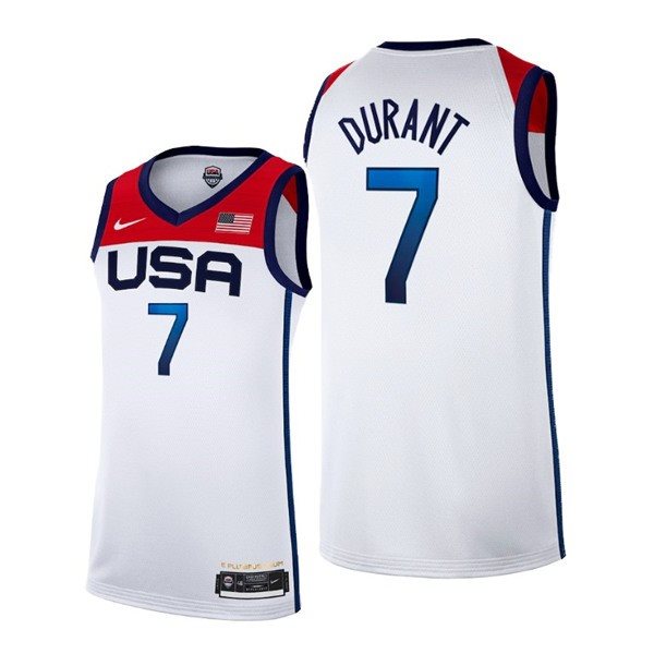 USA Basketball 7 Kevin Durant 2021 Tokyo Olympics White Home Men Jersey