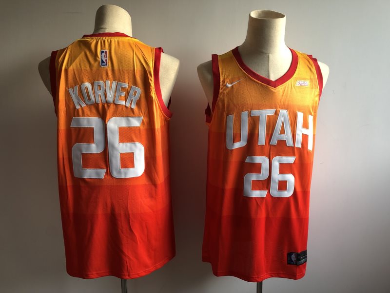 NBA Jazz 25 Kyle Korver Orange 2018-19 City Edition Nike Men Jersey