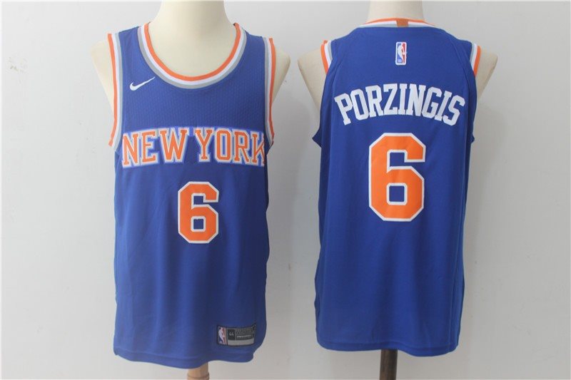 NBA Knicks 6 Kristaps Porzingis Blue Nike Men Jersey