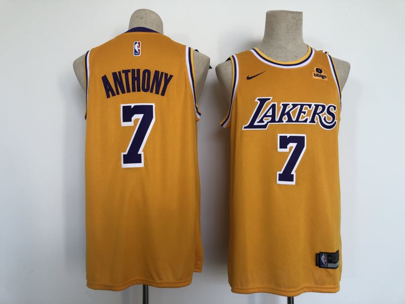 NBA Lakers 7 Carmelo Anthony Yellow 2021-21 New Season Nike Men Jersey