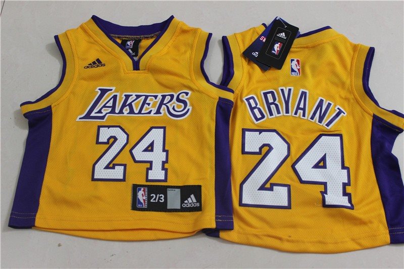 NBA Lakers 24 Kobe Bryant Yellow Toddler Jersey