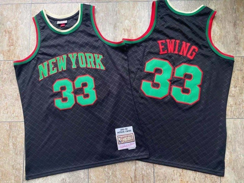NBA Knicks 33 Patrick Ewing Light Black Mitchell & Ness Men Jersey