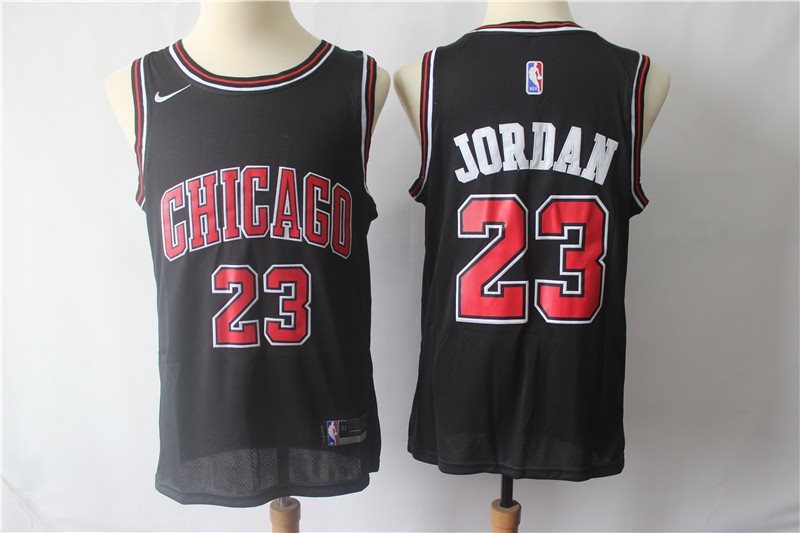 NBA Bulls 23 Michael Jordan Black Nike Swingman Men Jersey