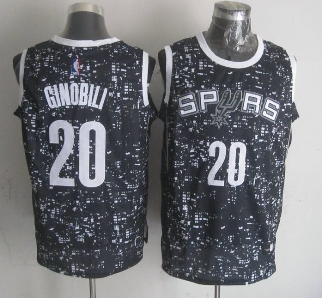 NBA Spurs 20 Manu Ginobili Black City Luminous Men Jersey