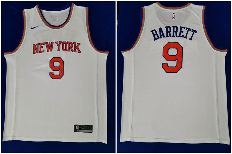 NBA Knicks 9 R.J. Barrett White Nike Men Jersey