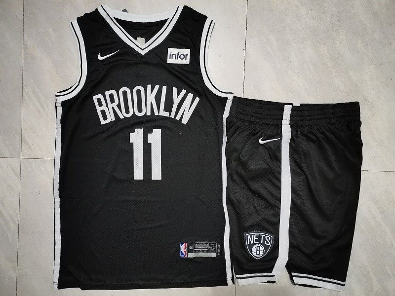 NBA Nets 11 Kyrie Irving Black Nike Men Jersey(With Shorts)