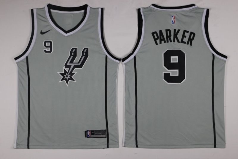 NBA Spurs 9 Tony Parker Grey Nike Men Jersey