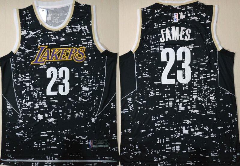NBA Lakers 23 Lebron James Black City Luminous Nike Swingman Men Jersey