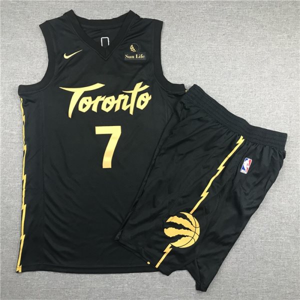NBA Raptors 7 Kyle Lowry Black City Edition Nike Men Jersey(With Shorts)