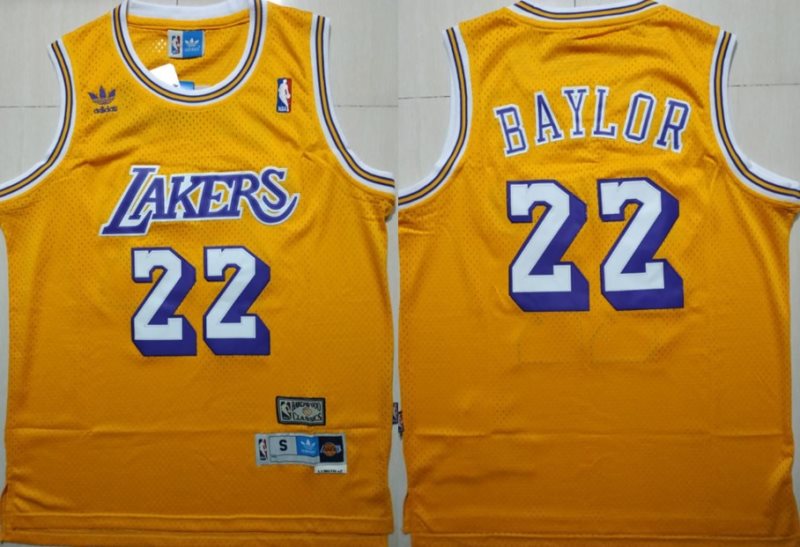 NBA Lakers 22 Elgin Baylor Yellow Hardwood Classics Men Jersey
