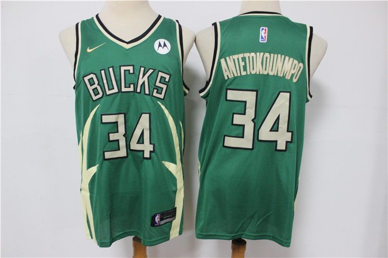 NBA Bucks 34 Giannis Antetokounmpo Green Men Jersey