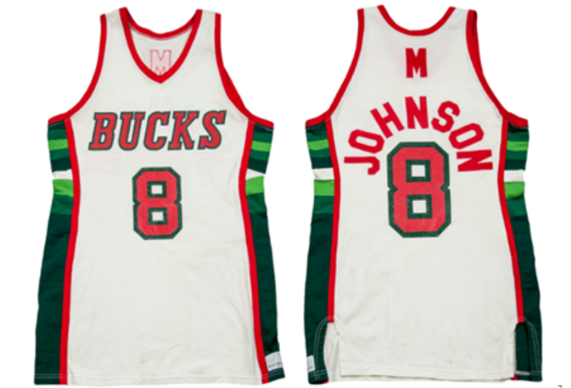 NBA Bucks 8 Marques Johnson White Men Jersey