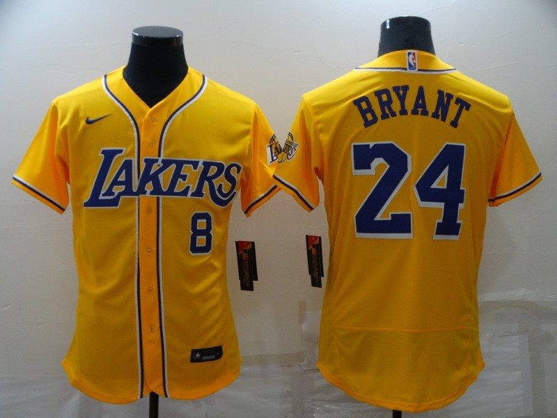 NBA Lakers 24 Kobe Bryant Yellow Nike Men Jersey