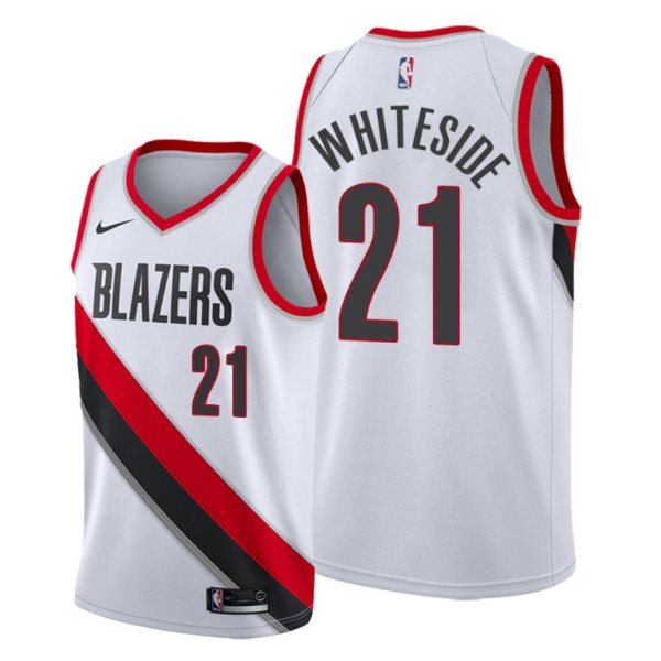 NBA Blazers 21 Hassan Whiteside White Nike Men Jersey