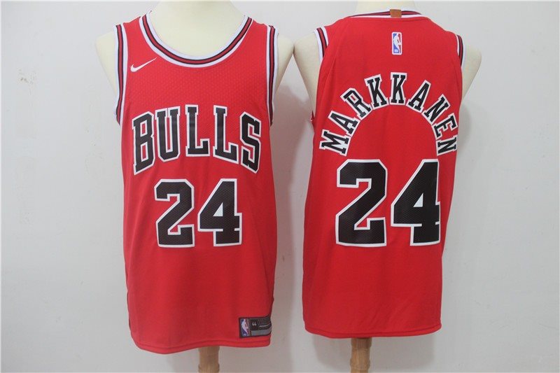 NBA Bulls 24 Laur Markkanen Red Nike Authentic Men Jersey