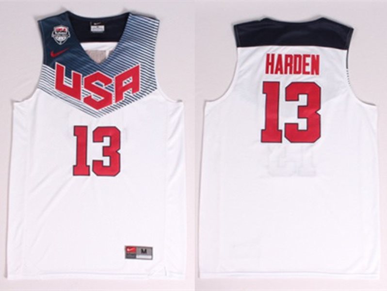 Team USA No.13 James Harden White Male Basketball Jersey