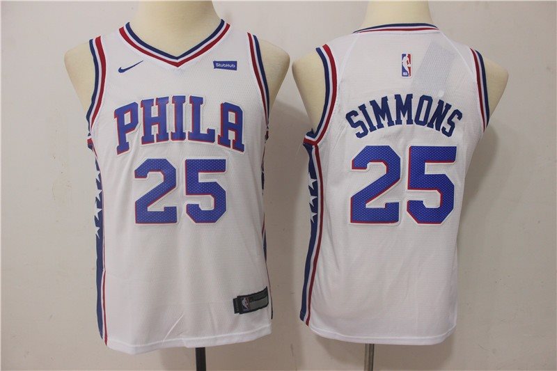 NBA 76ers 25 Ben Simmons White Nike Swingman Youth Jersey