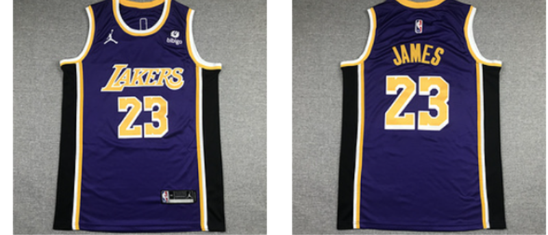 NBA Lakers 23 James Purple Men Jersey