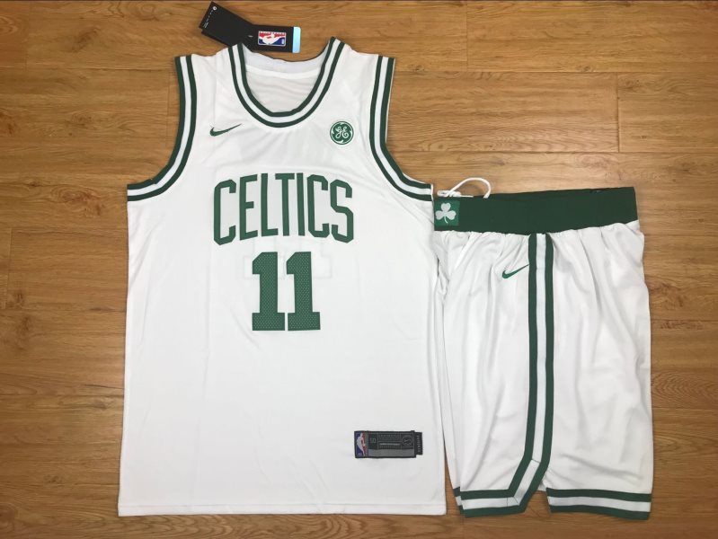 NBA Celtics 11 Kyrie Irving White Nike Swingman Men Jersey With Shorts